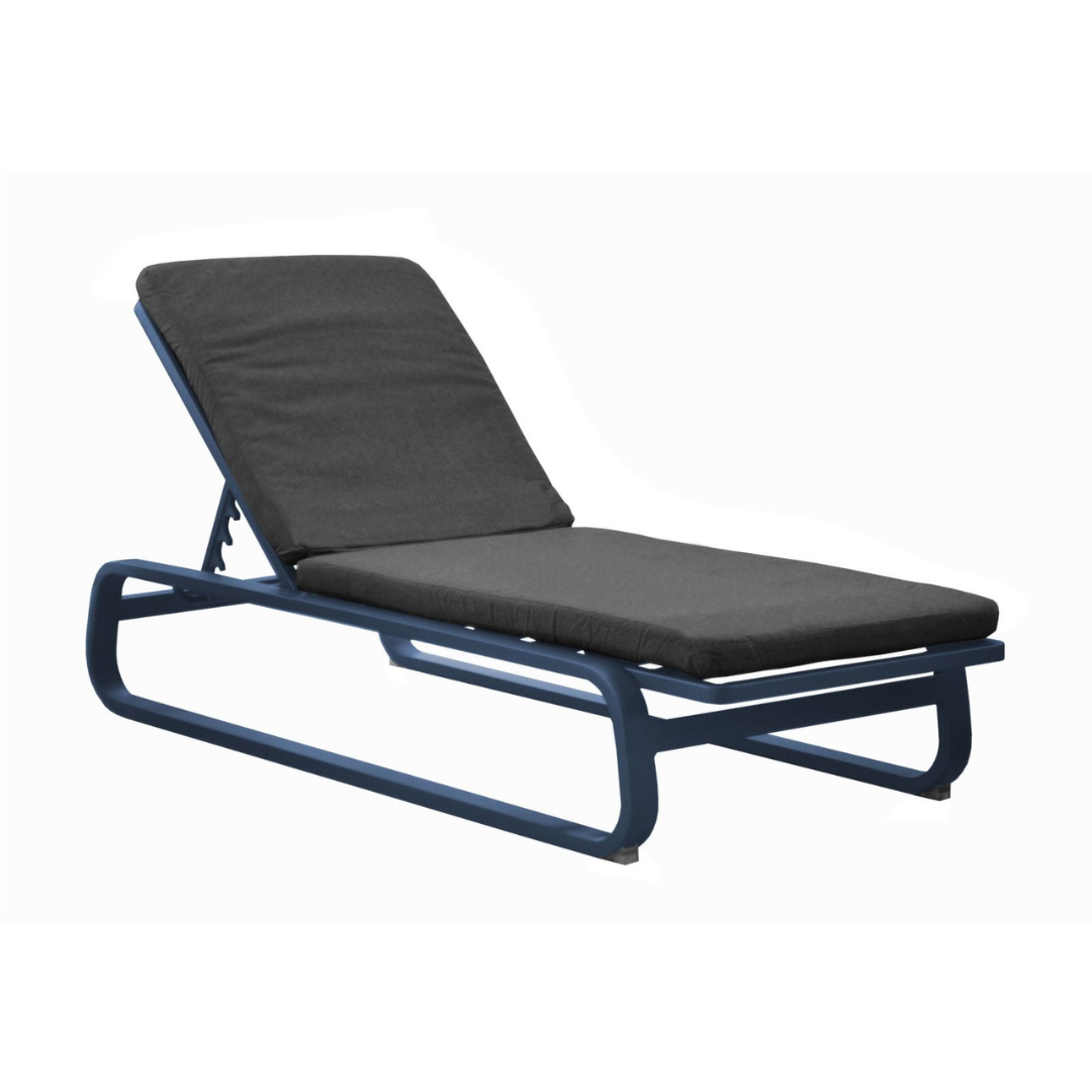 Lit Antonino – Châssis aluminium époxy et tissu | Bleu & Gris