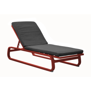 Lit Antonino – Châssis aluminium époxy et tissu | Rouge & Gris
