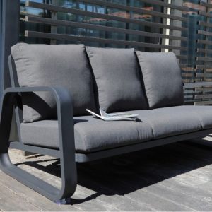 Canapé Antonino 3 places | Châssis aluminium époxy et tissu | Graphite & Gris
