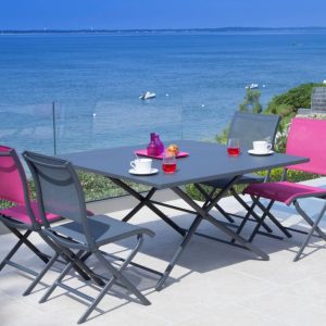Chaise pliante Elégance – Aluminium et toile TPEP | Légère, pliable, durable | Taupe & Lilas