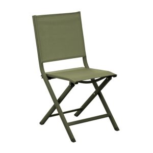 Lot de 2 chaises pliantes Thema – Aluminium et toile TPEP | Légère, empilable, design | Vert & Vert