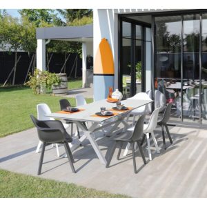 Lot de 2 fauteuils coque Jato – Aluminium et résine | Néo-retro, légers et résistants | Blanc